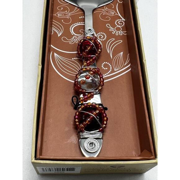 Handcrafted Stainless Steel Pie Server Tubular Amber Handle New Old Stock - Picture 6 of 8